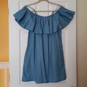 Chambray Off the Shoulder Dress